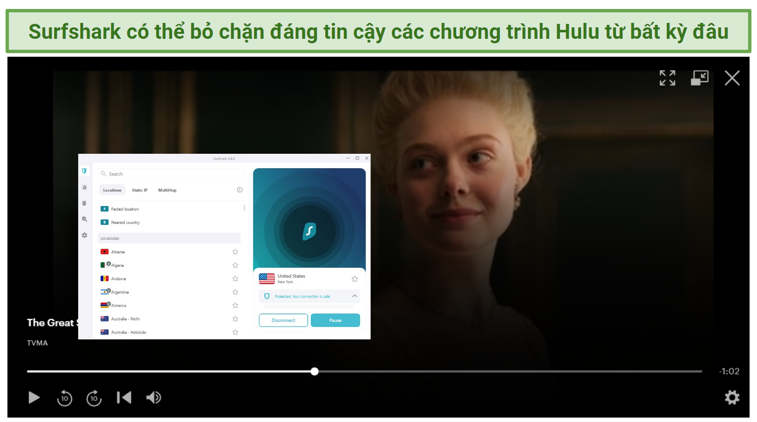 Image showing Hulu series streaming after connecting to Surfshark