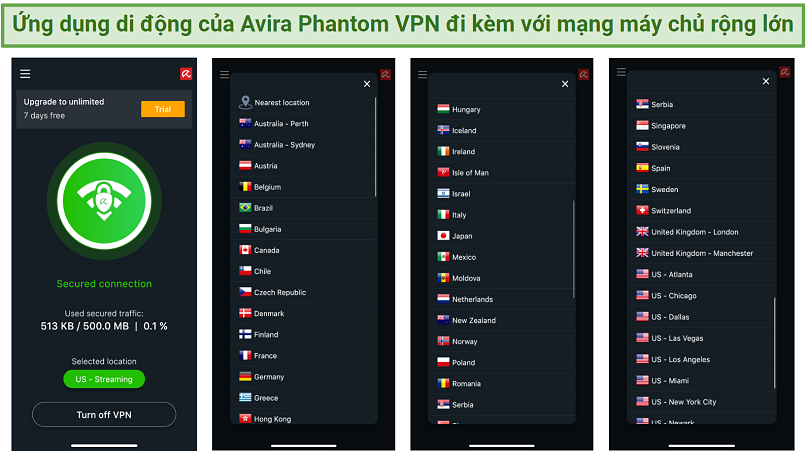 Screenshot of Avira's mobile app