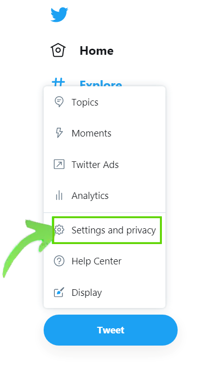 Twitter settings and privacy