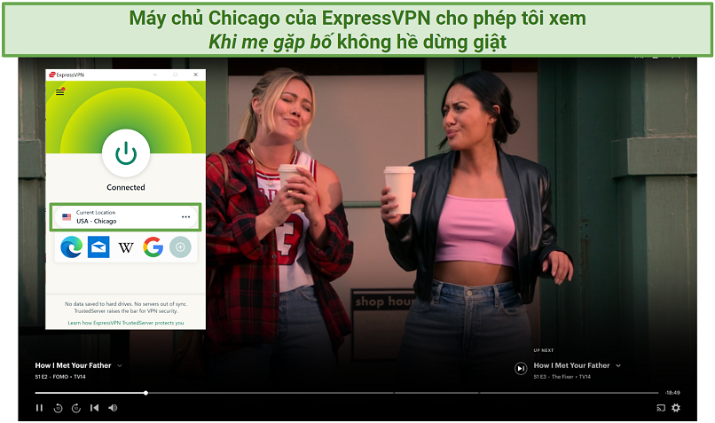 Screenshot of ExpressVPN US servers working to unblock Hulu