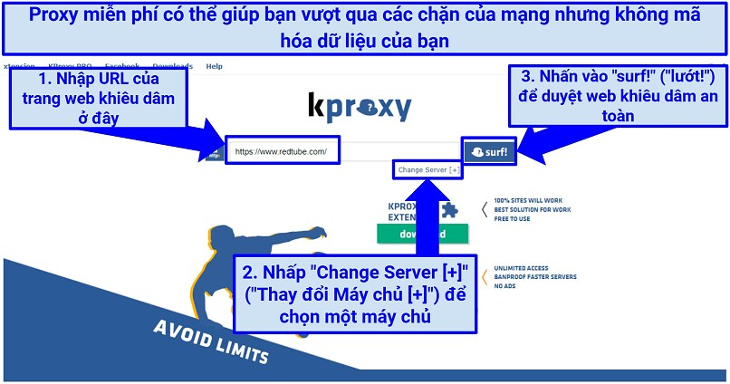 A screenshot showing how to bypass porn network blocks with a proxy