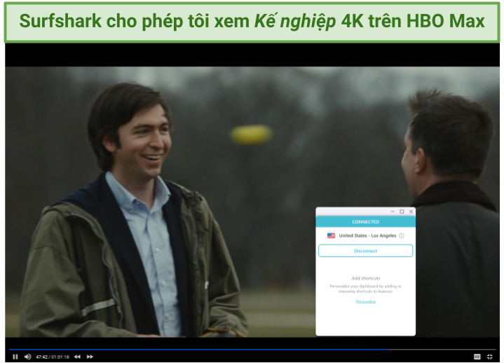 Screenshot of Succession streaming in 4K on HBO Max using Surfshark