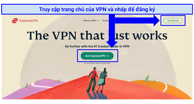 Where to click to sign up on ExpressVPN