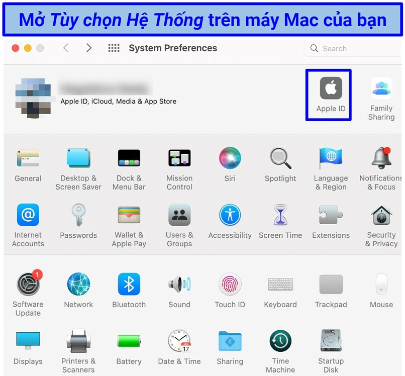 Ảnh chụp màn hình cửa sổ System Preferences của Mac