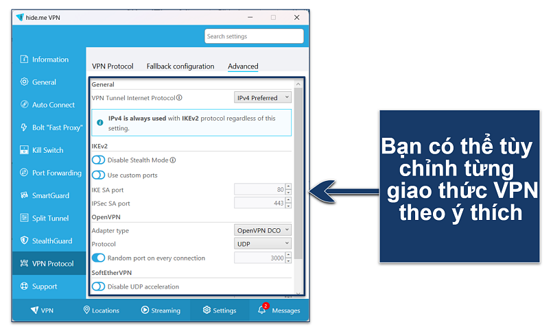 Screenshot showing how to optimize hideme VPN for Windows