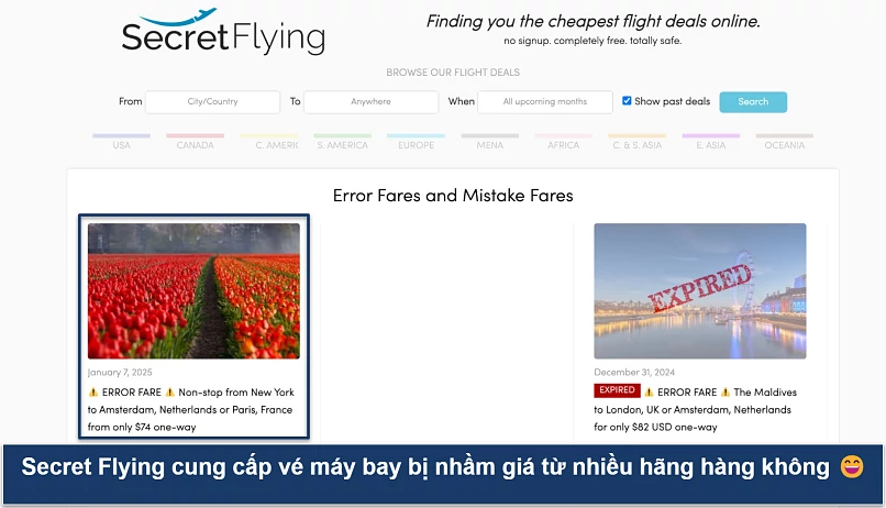 Ảnh chụp trang chủ Secret Flying