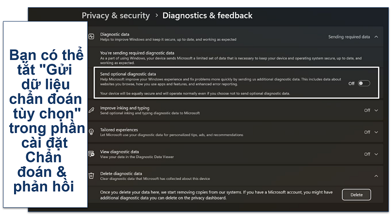 Screenshot showing how to disable the