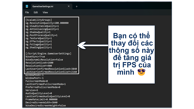 Screenshot showing how to tweak Valorant's settings file