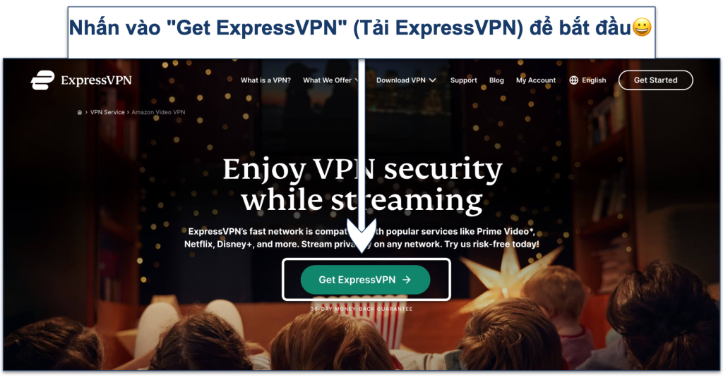 Screenshot of ExpressVPN's Disney+ landing page