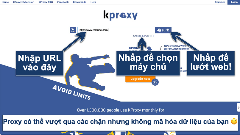 Screenshot showing the kproxy interface